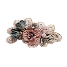 Pink Womens Cloth Artificial Flower Hair Clip Handmade Hair Barrettes