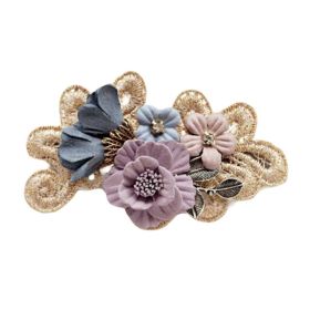 Lilac Womens Cloth Artificial Flower Hair Clip Handmade Hair Barrettes