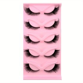 5 pairs Charming Cat Eye False Eyelashes - C/D Curling, Lengthening, and Eye-Opening Makeup Tool