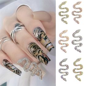 30PCS A Bag New Nail Art Alloy Zircon Snake Rose Gold and Silver Metal Jewelry Nail Diamonds