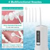 Portable Water Flosser Cordless Rechargeable Dental Oral Irrigator Waterproof Teeth Cleaner with 3 Modes 4 Nozzles 7.8oz Detachable Water Tank for Tra