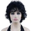 Black high-temperature silk wig women's short curly hair rose net chemical fiber headgear