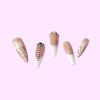 24pcs Shiny Rhinestone Stiletto Press On Nails with White Flower Design - Full Cover Glossy Acrylic Nails for Women and Girls (French Flower)