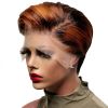 Women Dyed Lace Short Straight Synthetic Wig Hairpiece for Party