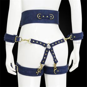 Leather Handcuffs Leg Cuffs With Waist Restraint Belt Toys (Option: 12Style)