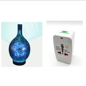 3D Glass Aroma Diffuser Colorful Lamp Humidifier Night Light (Option: UP AU Brown)