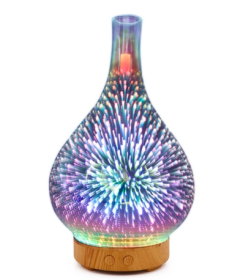 3D Glass Aroma Diffuser Colorful Lamp Humidifier Night Light (Option: A EU)