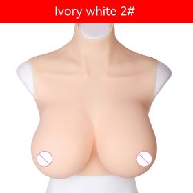 High Collar Short Section Half Body Solid Artificial Breast (Option: Ivory White-C Cup 1600g)