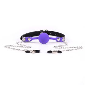 Silicone Mouth Ball Sexy Toy (Option: Purple Pin Buckle Nipple Clamp)