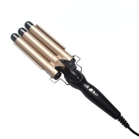 Hair Curler Triple Barrels Ceramic Hair Curling Iron Professional Hair Waver Tongs Styler Tools for All Hair Types (Color: 28mm-gold)