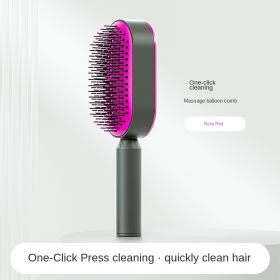 Self Cleaning Hair Brush For Women Massage Scalp Promote Blood Circulation Anti Hair Loss 3D Hair Growth Comb Hairbrush Self-Cleaning Hair Brush   3D (Color: Pink)