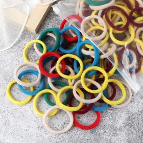 50pcs/Set Women Girls Basic Hair Bands 1.57inch Simple Solid Colors Elastic Headband Hair Ropes Ties Hair Accessories Ponytail Holder (Color: 50pcs random yellow color)