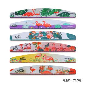 1Box Christmas Nail File Colorful Double-Side Sanding Strip 100/180 Nail File Set Nail Polishing (Color: Flame bird style)