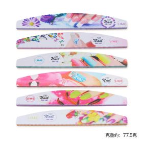 1Box Christmas Nail File Colorful Double-Side Sanding Strip 100/180 Nail File Set Nail Polishing (Color: Fingertip style)