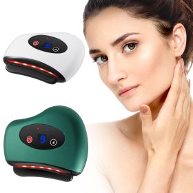 Eletric Bianstone Gua Sha Board Tools Hot Compress Heating Vibration Back Facial Massager Meridian Lymphatic Drainage Scraping Heating Vibration Scrap (Color: Green)