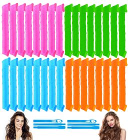 38 Pieces Heatless Hair Curler; Spiral Curlers No Heat Damage Heatless Curls with 2 Sets Styling Hooks; for Women Girls Long Medium Short Hair (4 Colo (Length: 30cm)