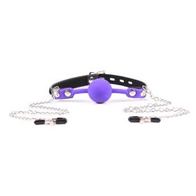 Silicone Mouth Ball Sexy Toy (Option: Purple Lock Nipple Clamp)